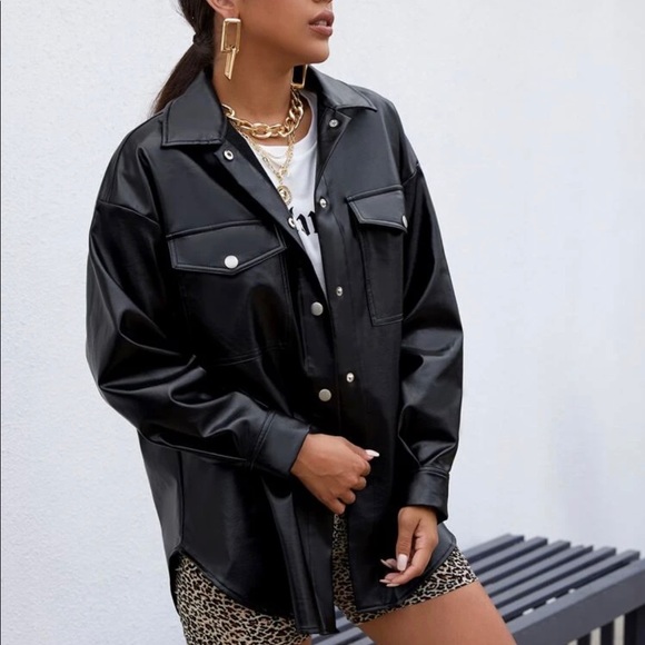 Coats | Shein Fake Leather Coat | Poshmark